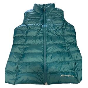 Eddie Bauer Green Quilted Vest with Stand-Up Collar